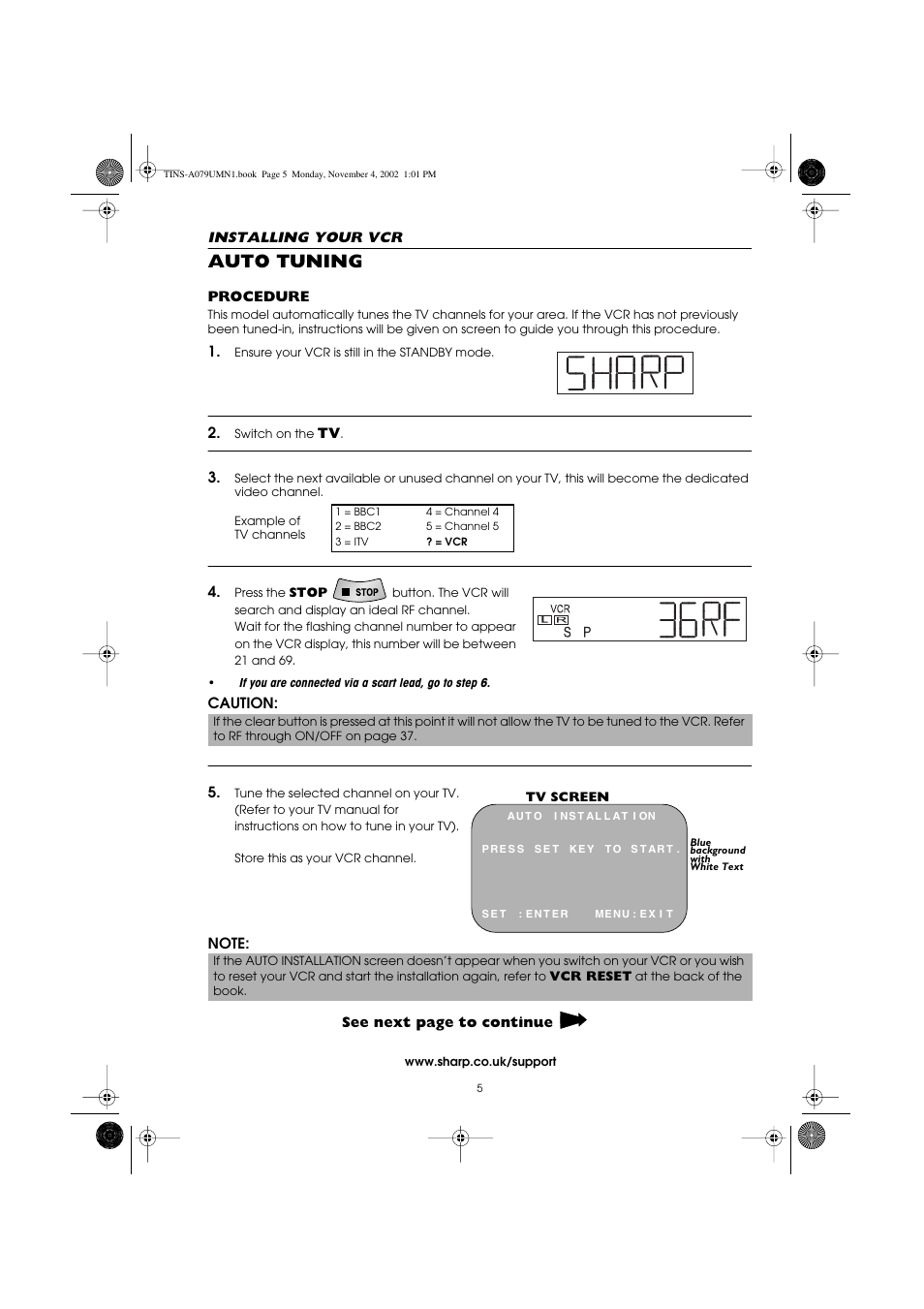 Auto tuning | Sharp VC-MH715HM User Manual | Page 9 / 43