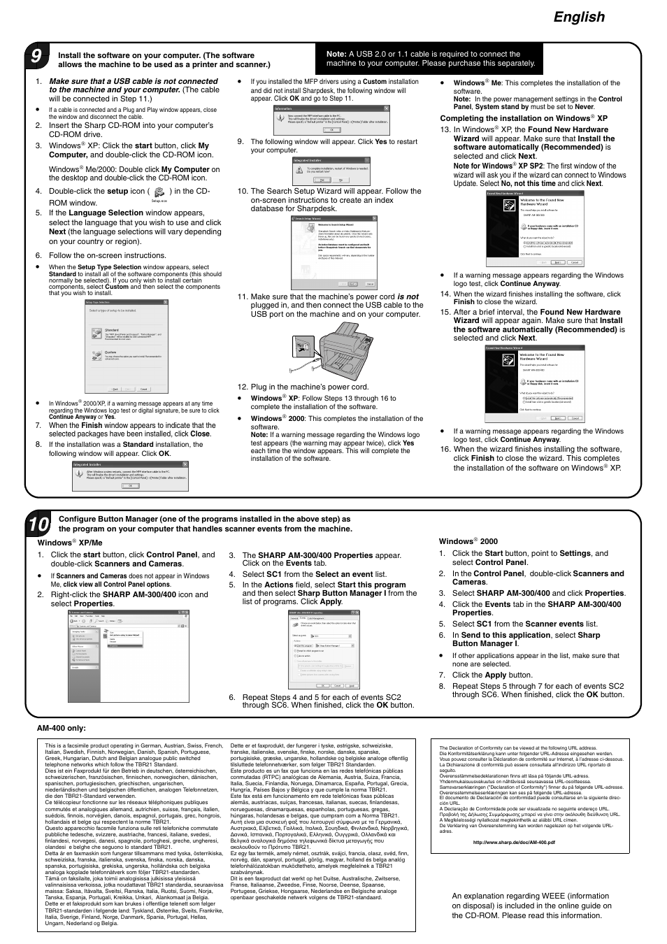 English | Sharp AM-300 User Manual | Page 2 / 2