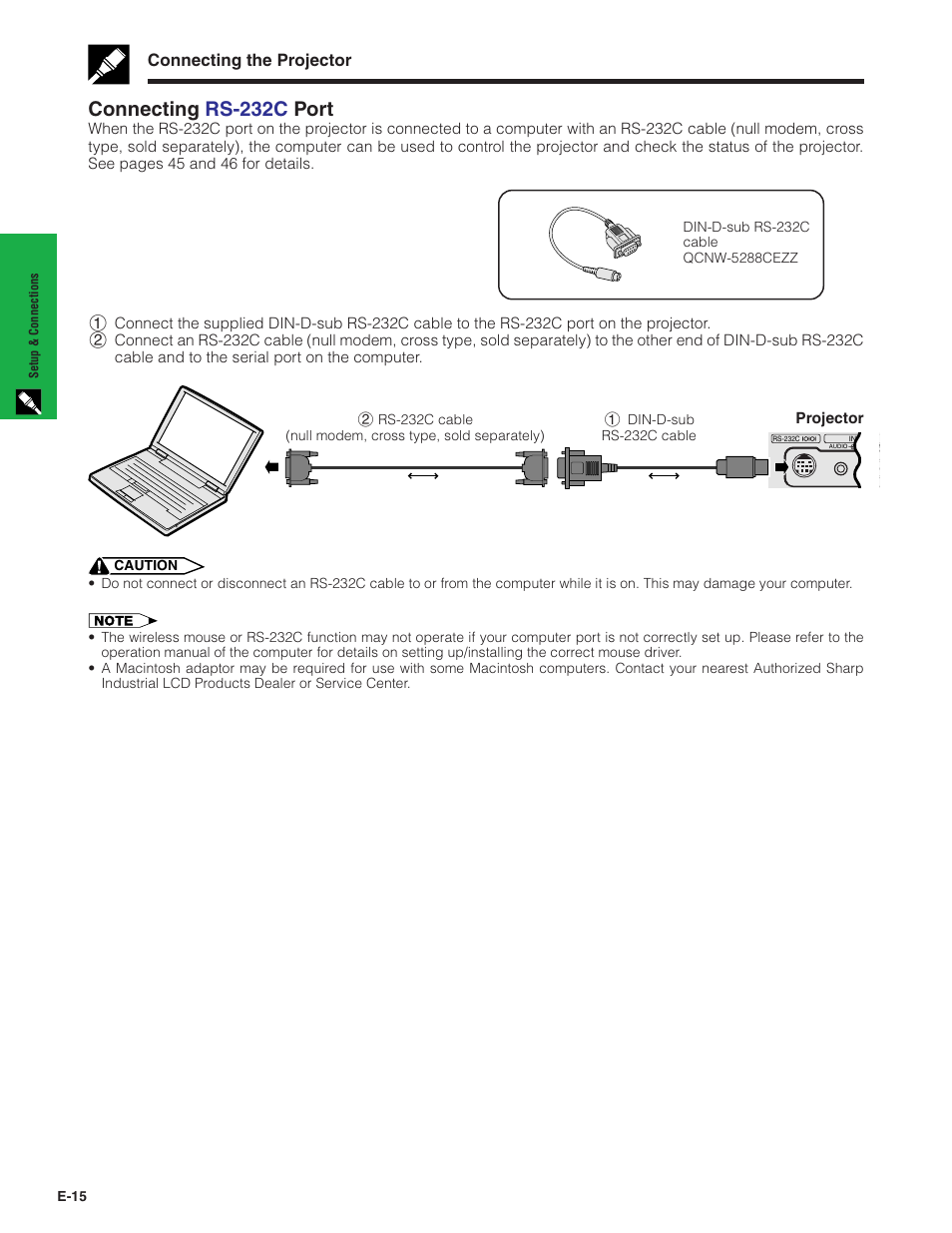 Connecting rs-232c po rt | Sharp PG-C20XU User Manual | Page 16 / 53