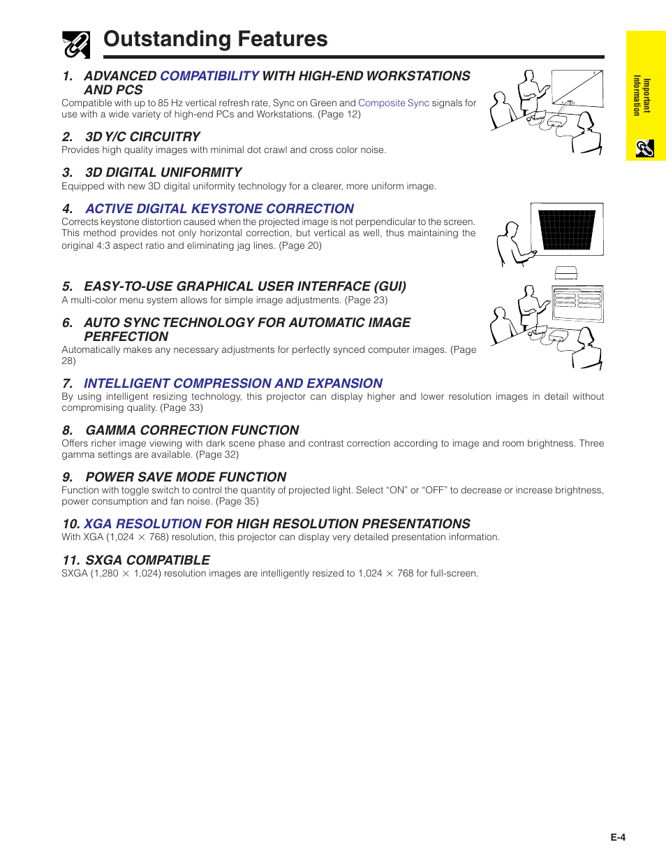 Outstanding features | Sharp PG-C20XU User Manual | Page 5 / 53