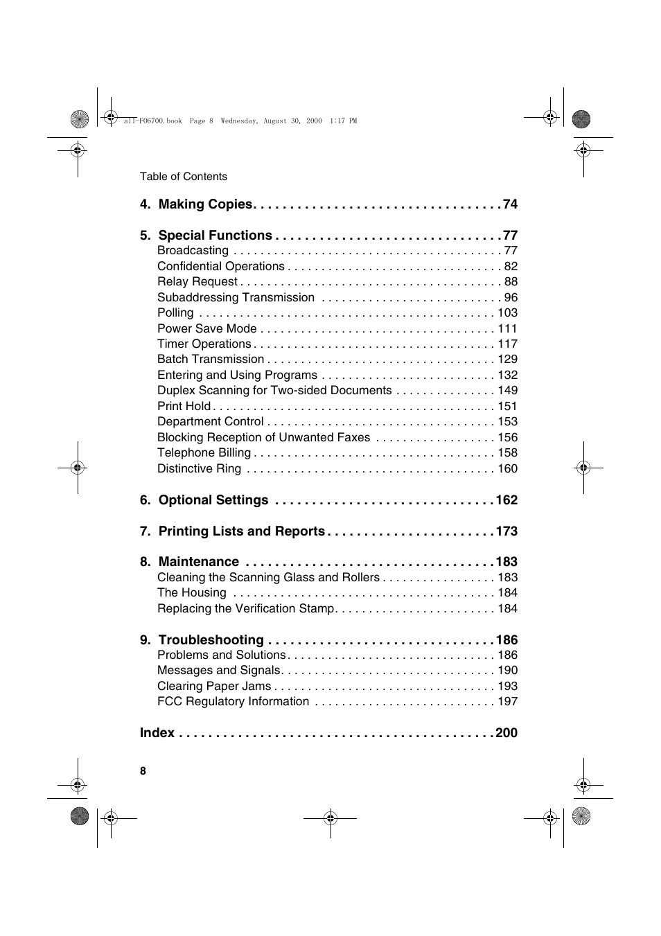 Sharp FO-6700 User Manual | Page 10 / 208