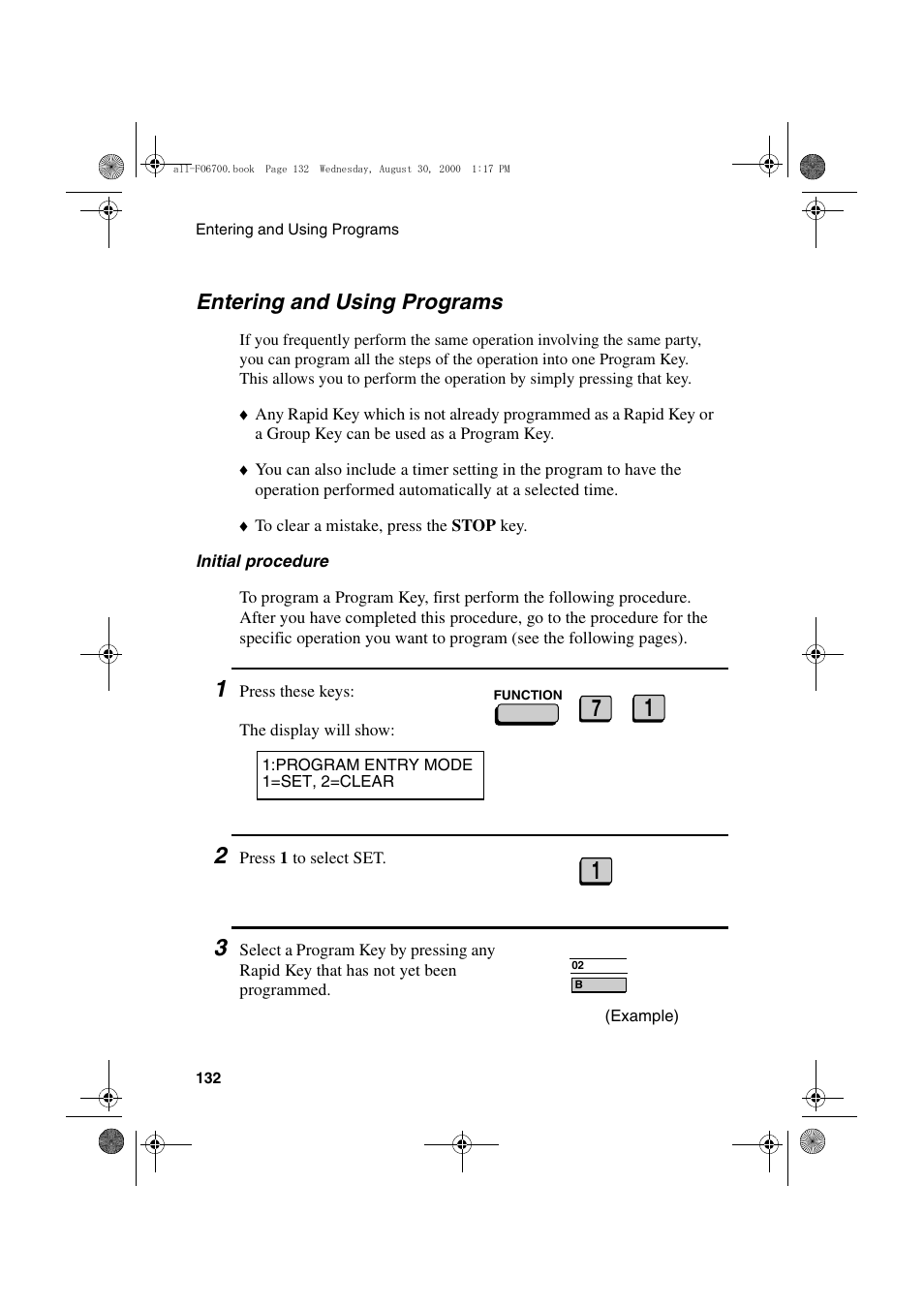 Entering and using programs | Sharp FO-6700 User Manual | Page 134 / 208