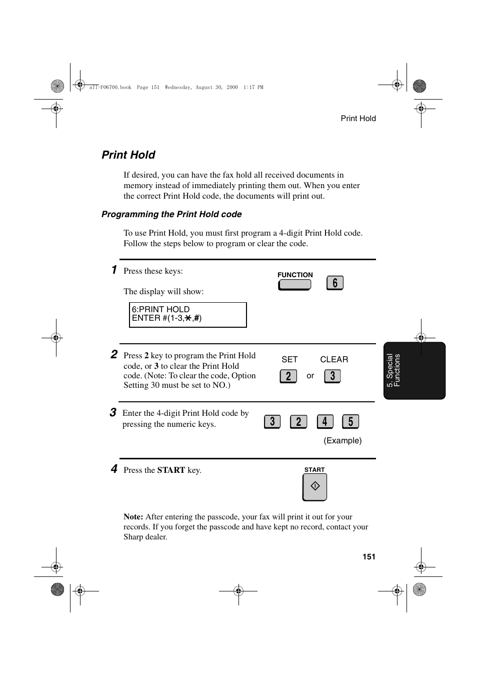 Print hold | Sharp FO-6700 User Manual | Page 153 / 208