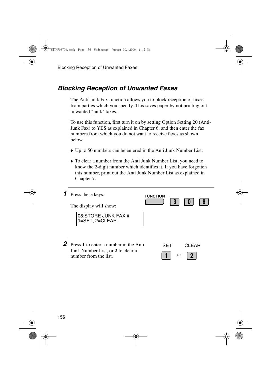 Blocking reception of unwanted faxes | Sharp FO-6700 User Manual | Page 158 / 208