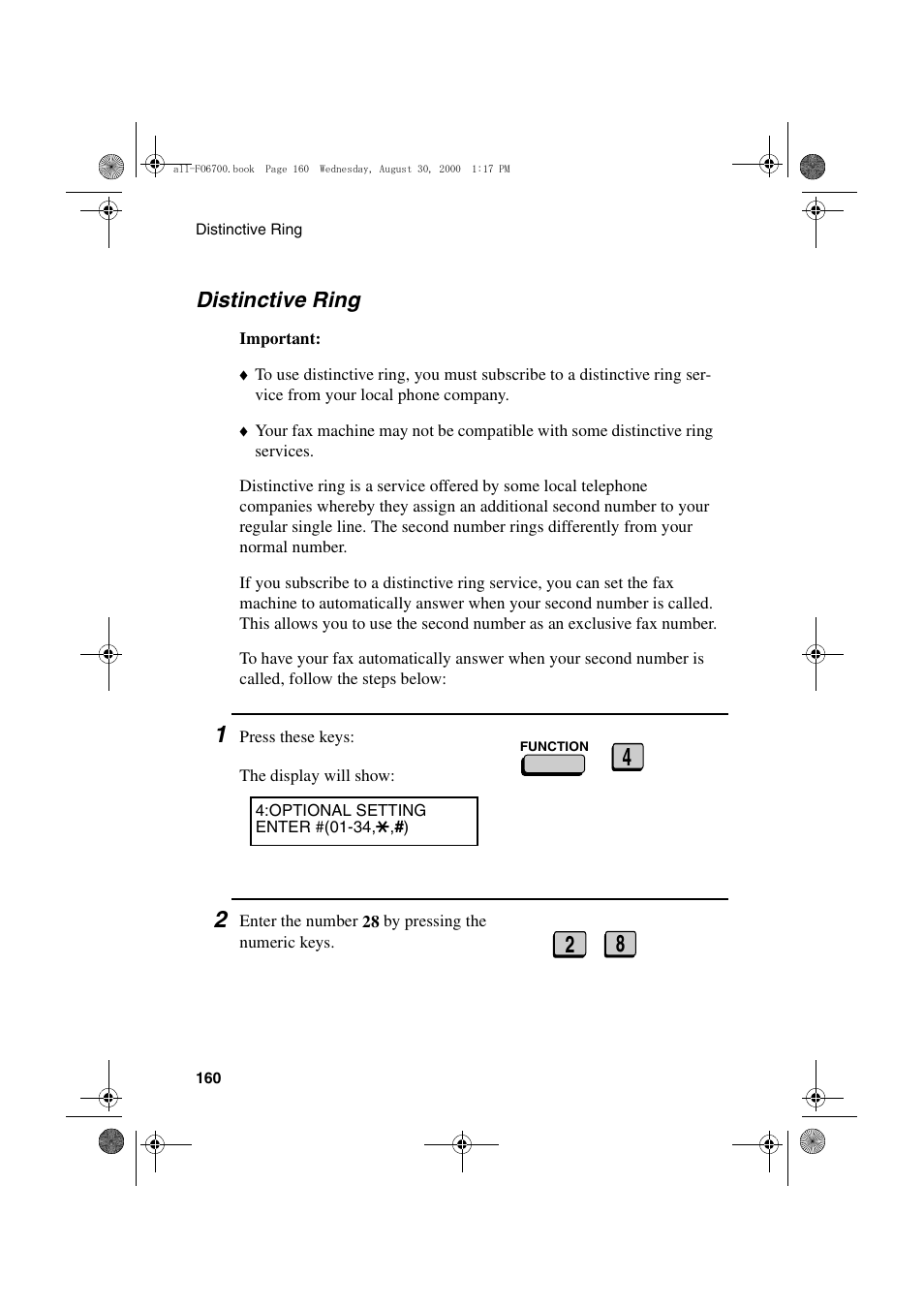 Distinctive ring | Sharp FO-6700 User Manual | Page 162 / 208