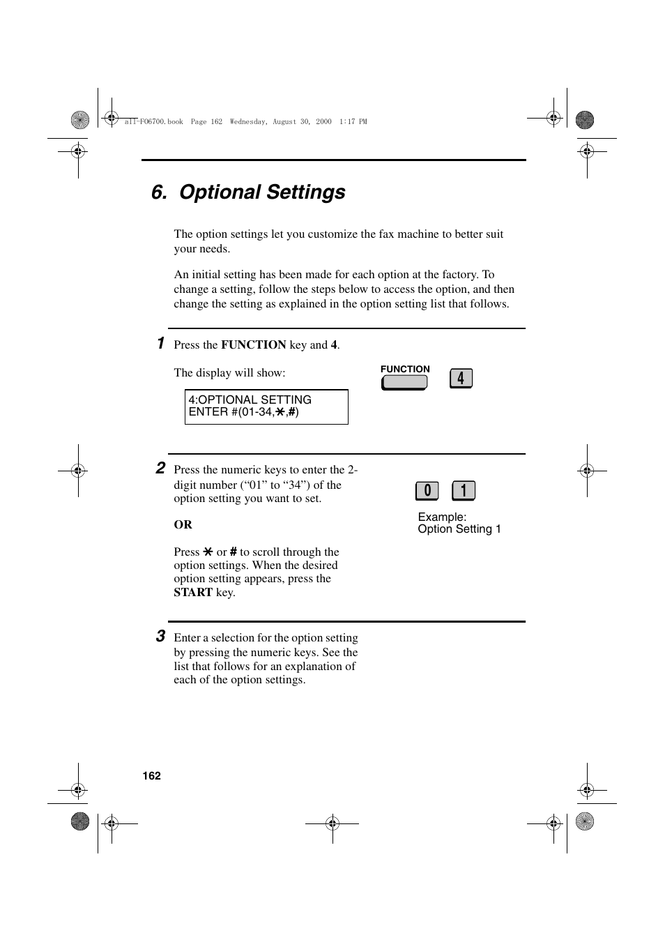 Optional settings | Sharp FO-6700 User Manual | Page 164 / 208