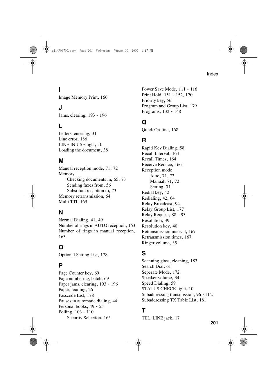 Sharp FO-6700 User Manual | Page 203 / 208