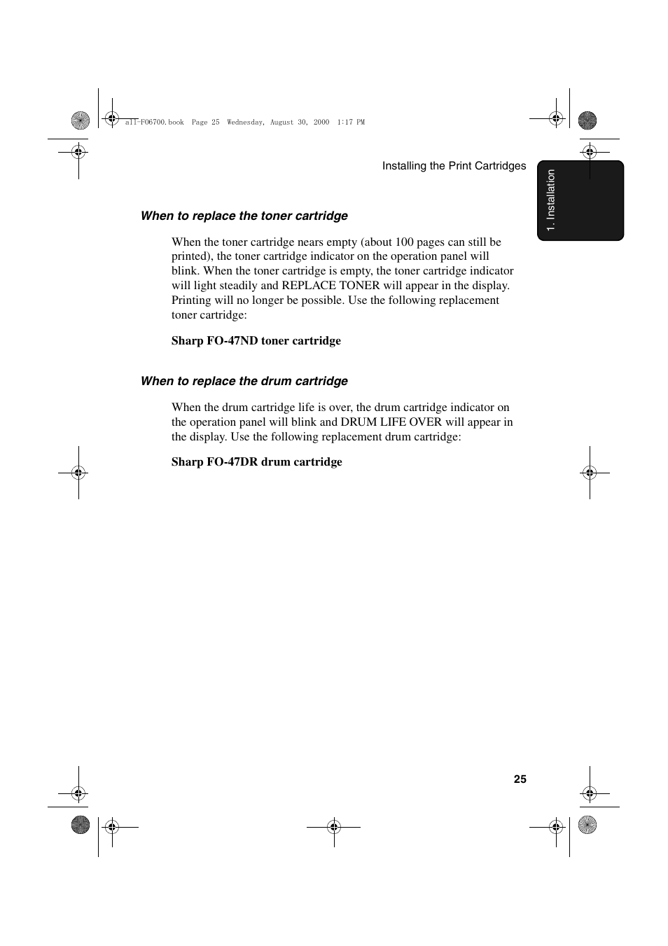 Sharp FO-6700 User Manual | Page 27 / 208