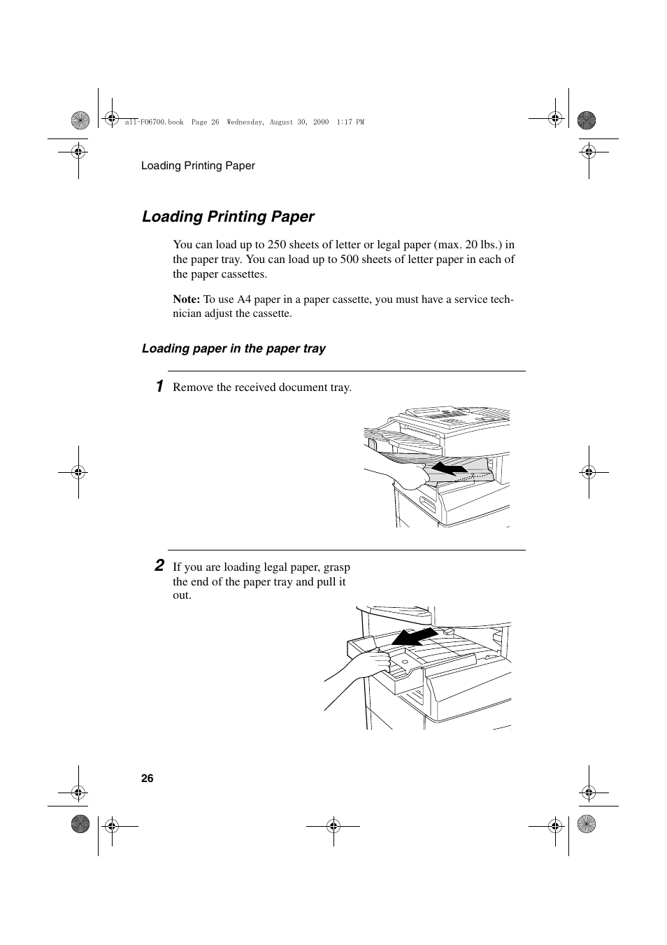 Loading printing paper | Sharp FO-6700 User Manual | Page 28 / 208