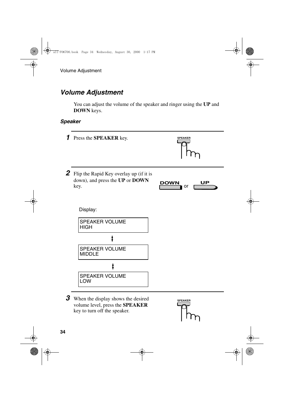 Volume adjustment | Sharp FO-6700 User Manual | Page 36 / 208