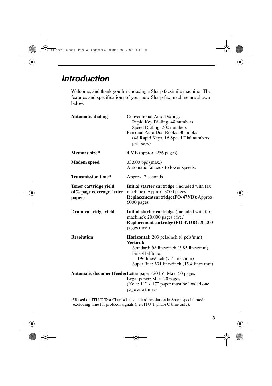 Introduction | Sharp FO-6700 User Manual | Page 5 / 208