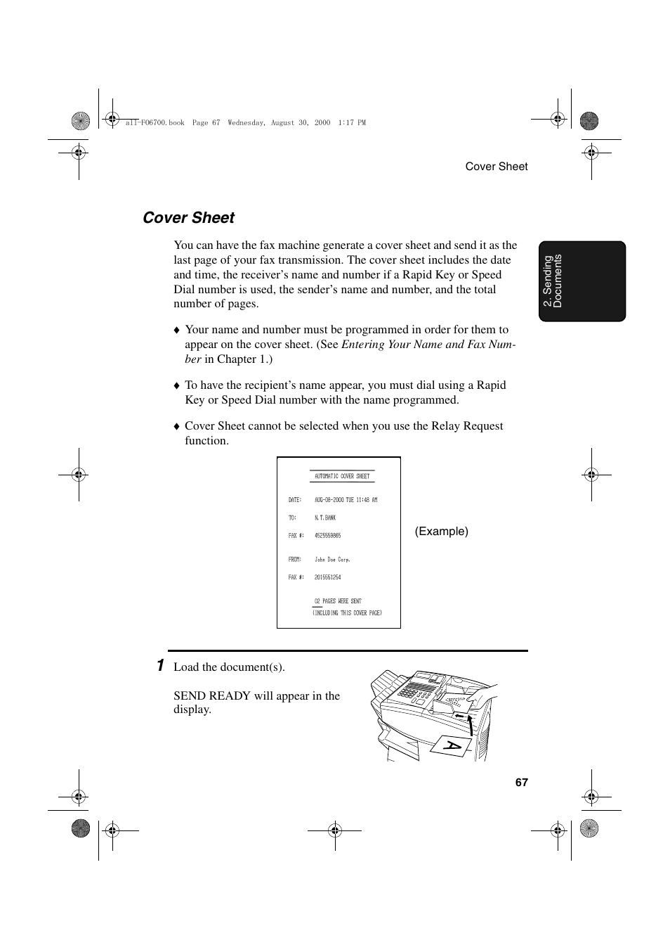 Cover sheet | Sharp FO-6700 User Manual | Page 69 / 208