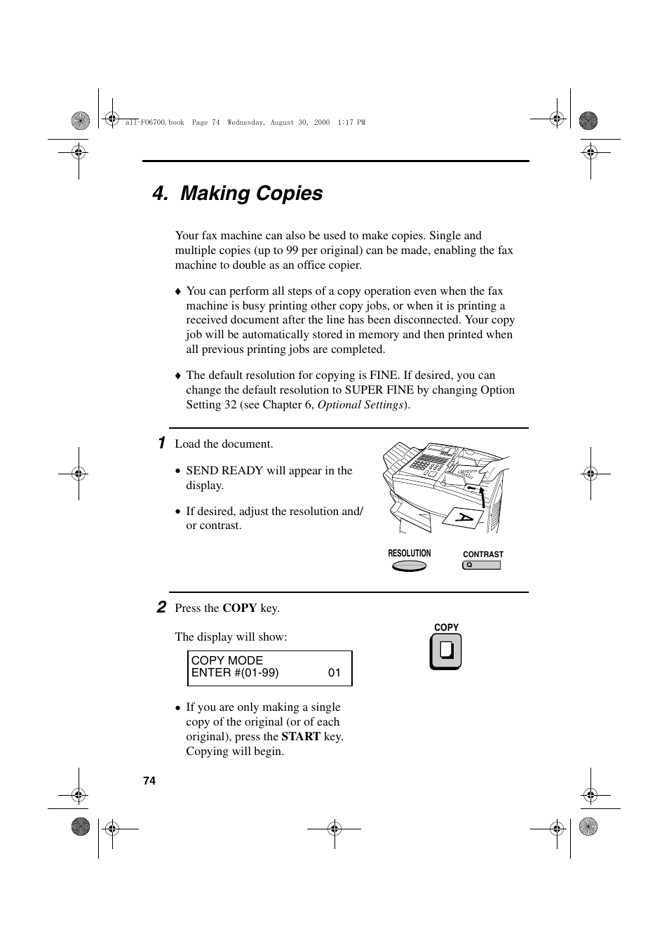 Making copies | Sharp FO-6700 User Manual | Page 76 / 208