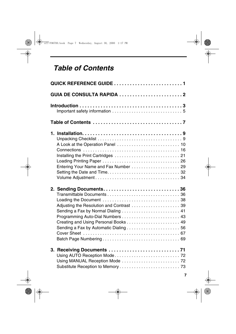 Sharp FO-6700 User Manual | Page 9 / 208