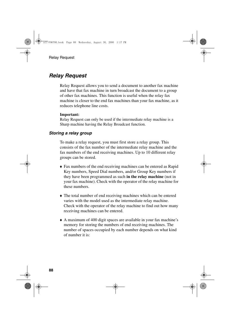 Relay request | Sharp FO-6700 User Manual | Page 90 / 208