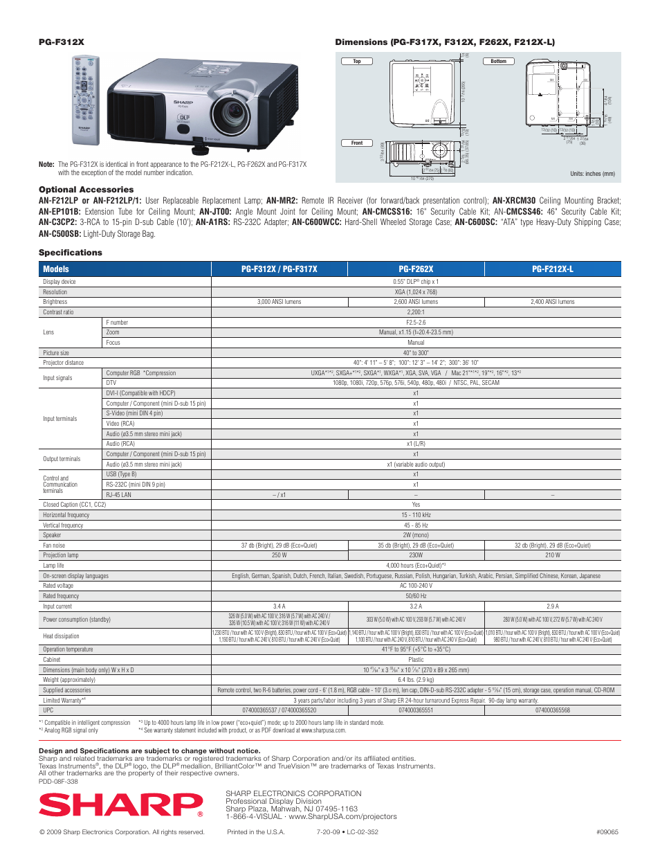 Pg-f312x | Sharp PG-F212X-L User Manual | Page 4 / 4