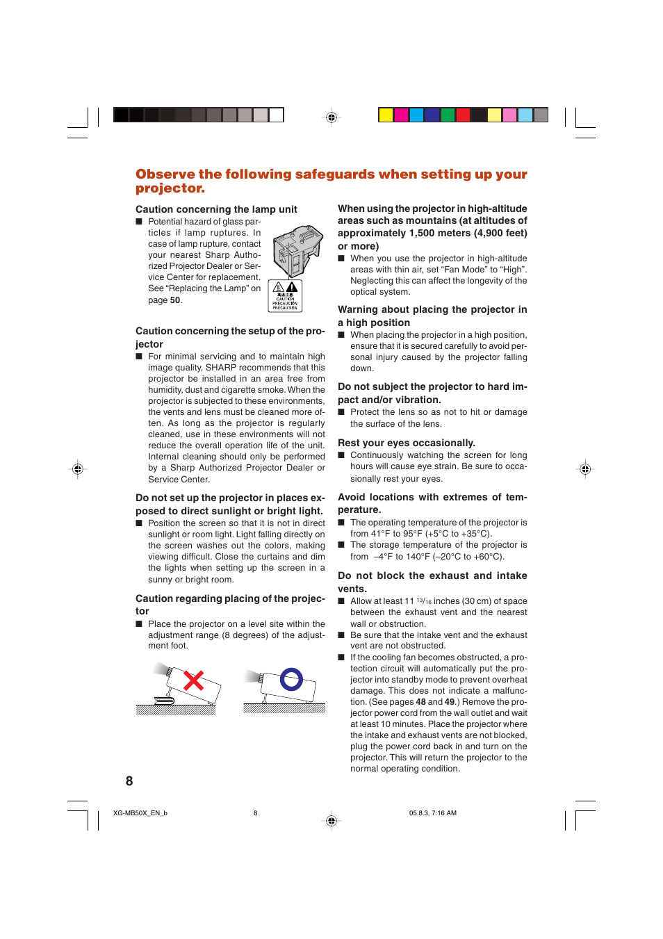 Sharp XG-MB50X User Manual | Page 10 / 68