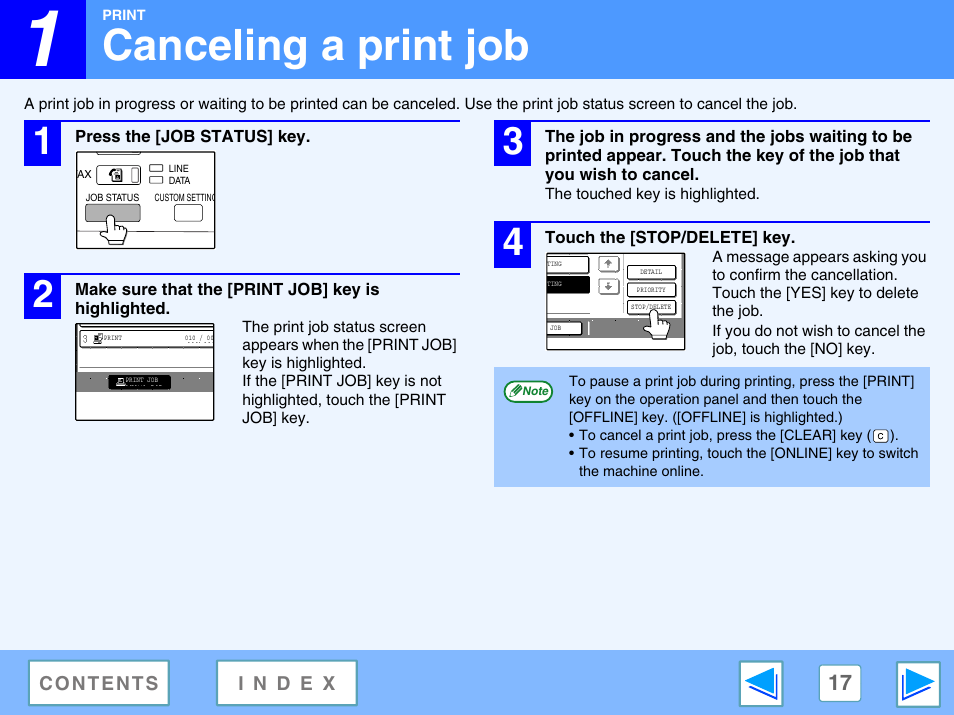 Canceling a print job | Sharp AR-M230 User Manual | Page 17 / 34