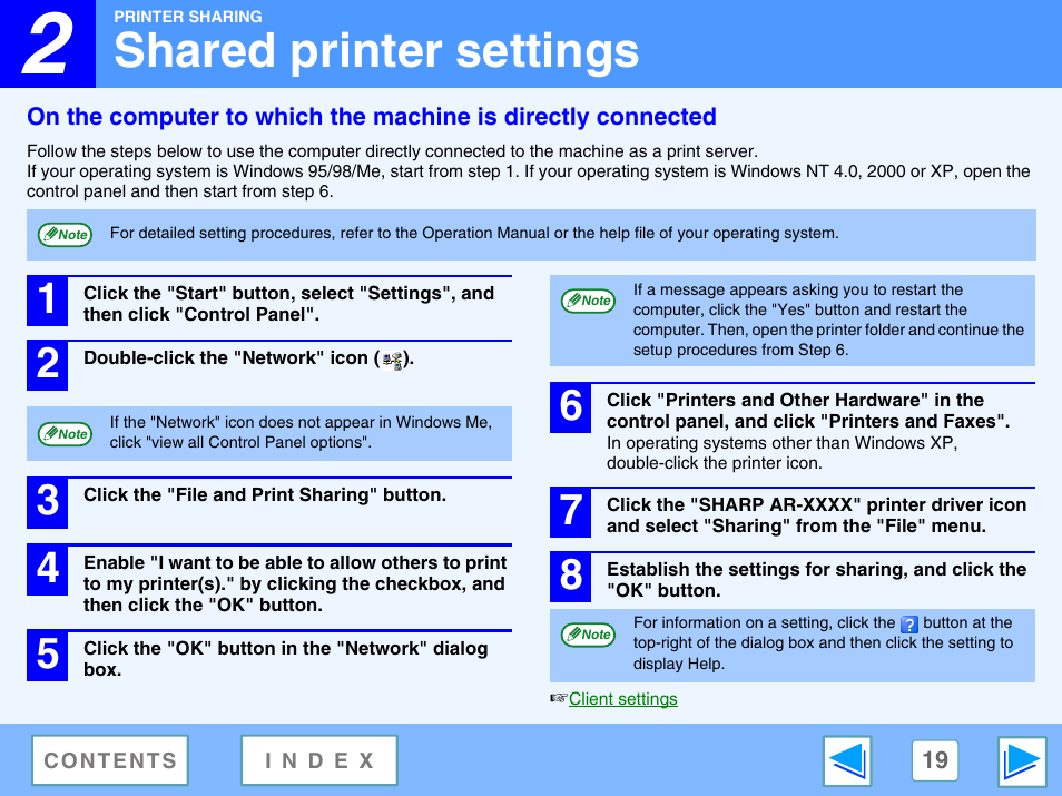 Shared printer settings | Sharp AR-M230 User Manual | Page 19 / 34