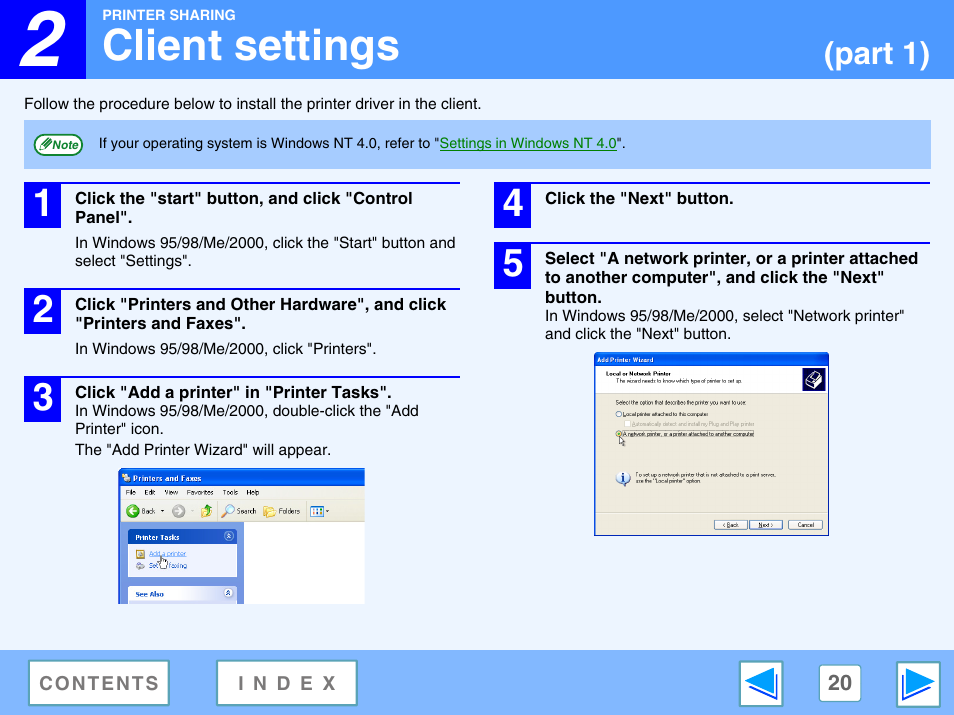 Client settings, Part 1) | Sharp AR-M230 User Manual | Page 20 / 34