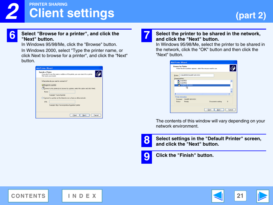 Client settings, Part 2) | Sharp AR-M230 User Manual | Page 21 / 34