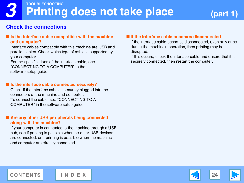 Printing does not take place, Check the connections, Part 1) | Sharp AR-M230 User Manual | Page 24 / 34