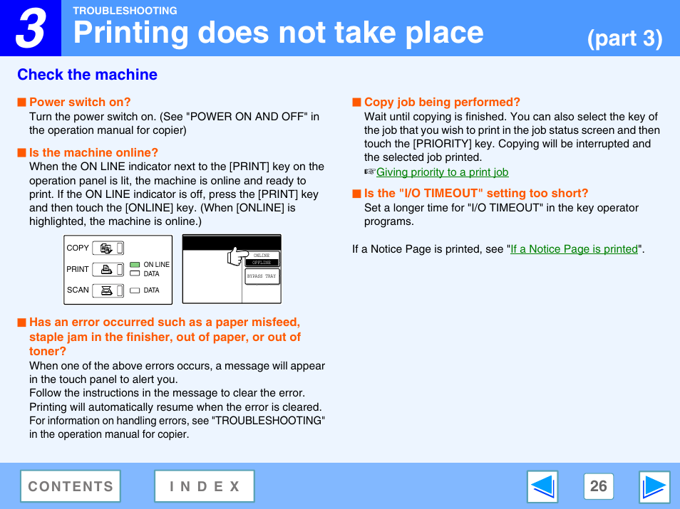 Check the machine, Printing does not take place, Part 3) | Sharp AR-M230 User Manual | Page 26 / 34