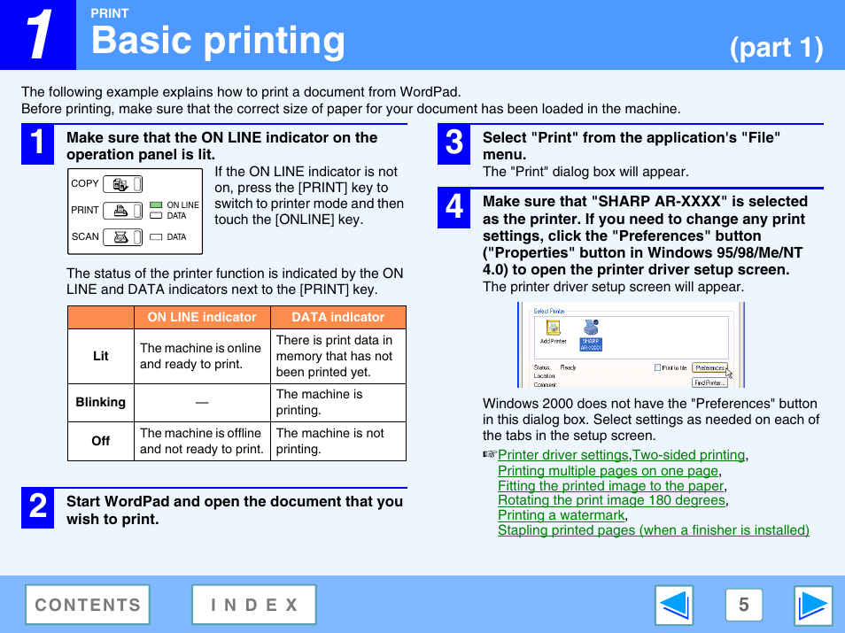 Basic printing, 1 print, Part 1) | Sharp AR-M230 User Manual | Page 5 / 34