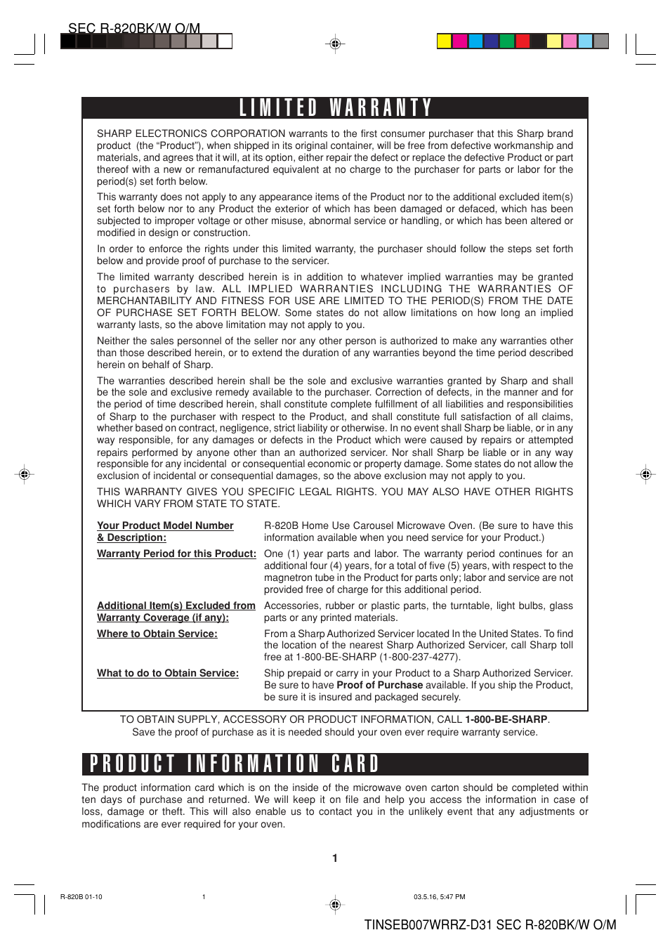 Sharp Microwave Oven User Manual | Page 3 / 43