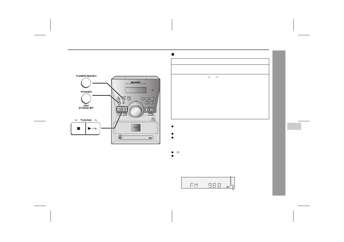 Listening to the radio, Radio | Sharp XL-MP60 User Manual | Page 23 / 32