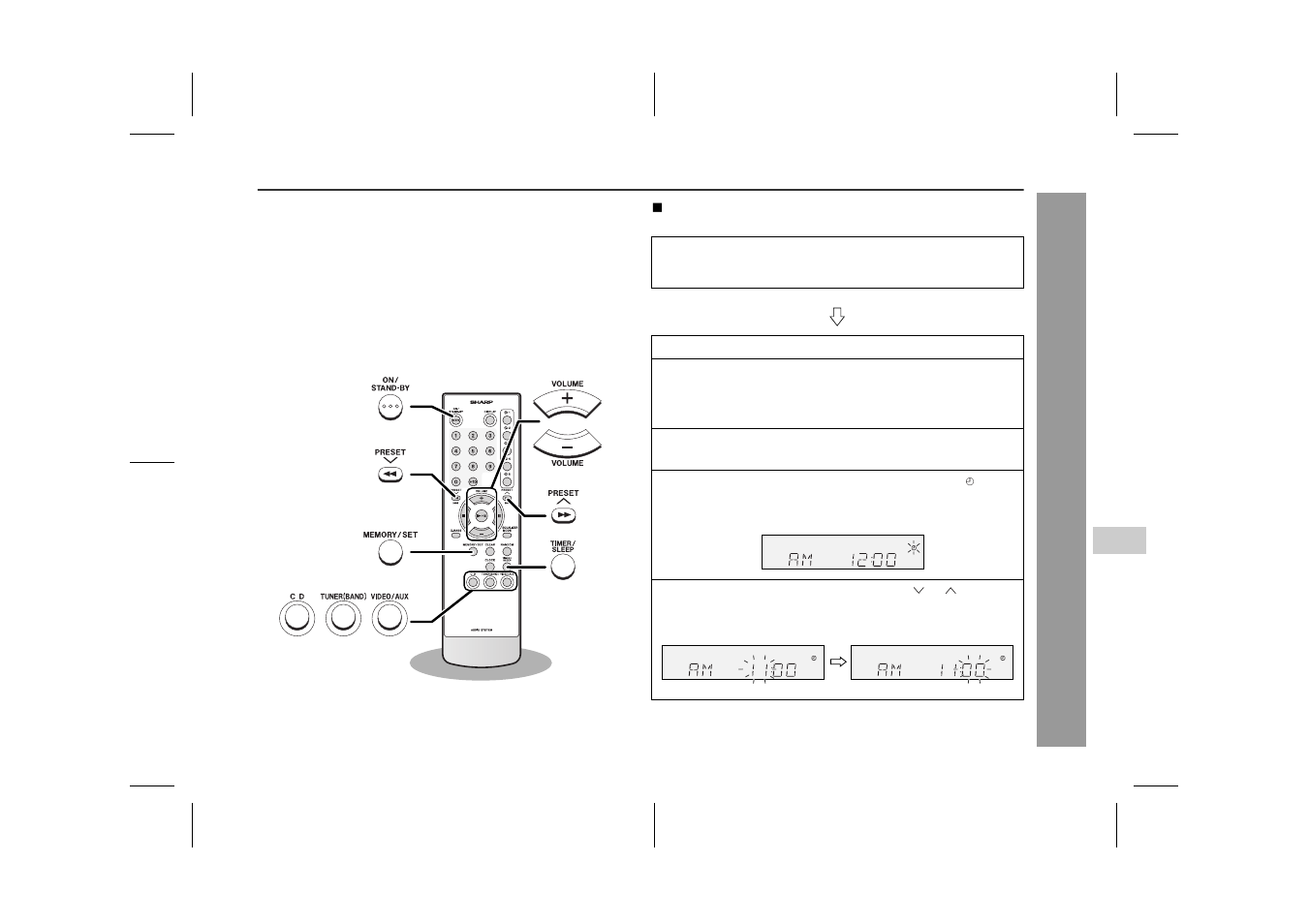 Timer and sleep operation | Sharp XL-MP60 User Manual | Page 25 / 32