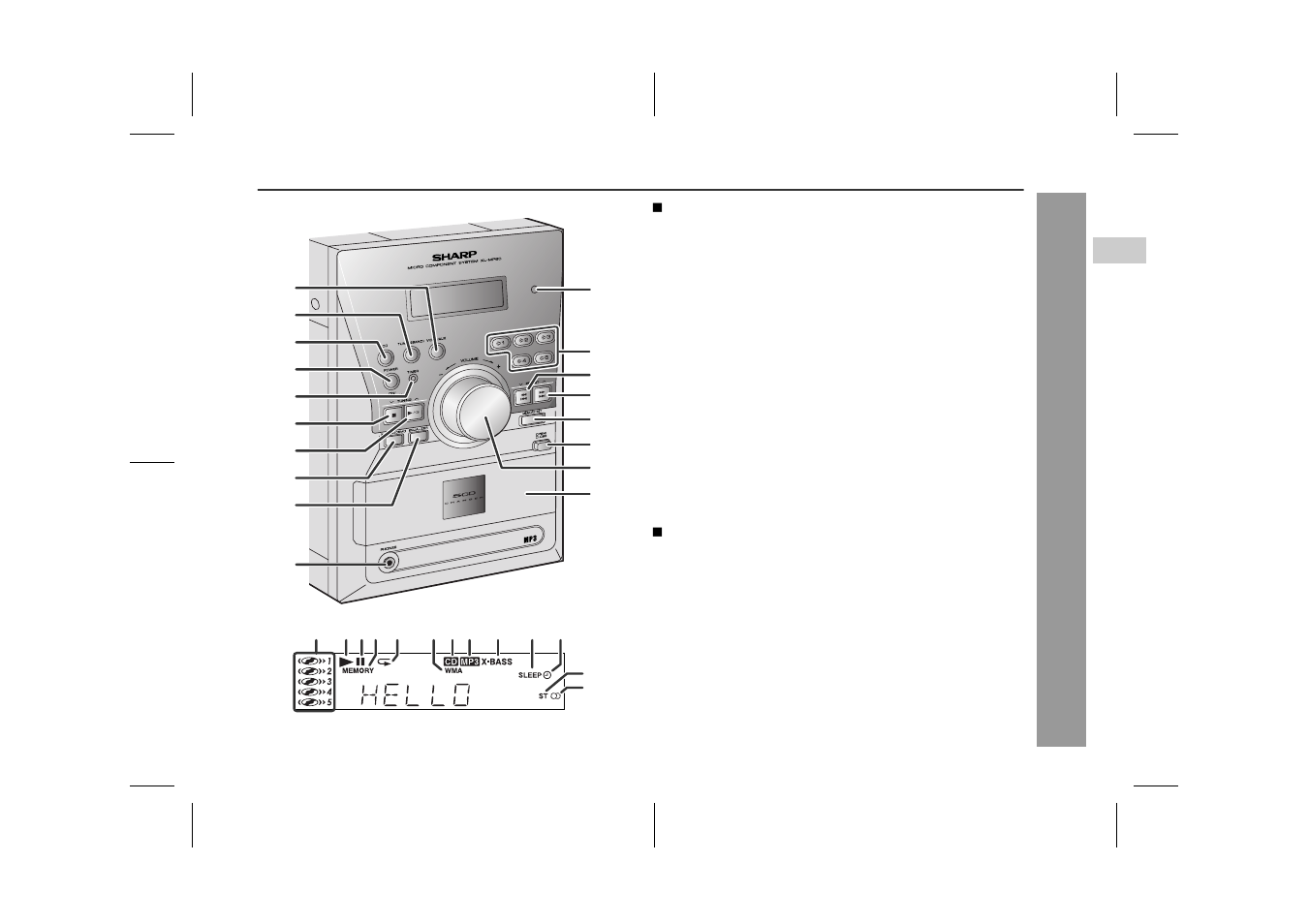 Controls and indicators | Sharp XL-MP60 User Manual | Page 7 / 32