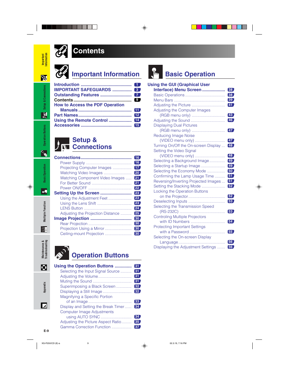 Sharp XG-P25X User Manual | Page 12 / 80