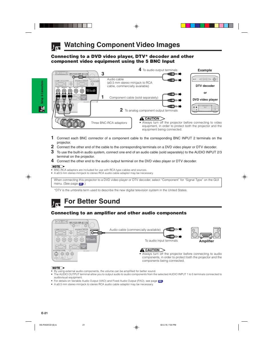 Watching component video images, For better sound | Sharp XG-P25X User Manual | Page 24 / 80