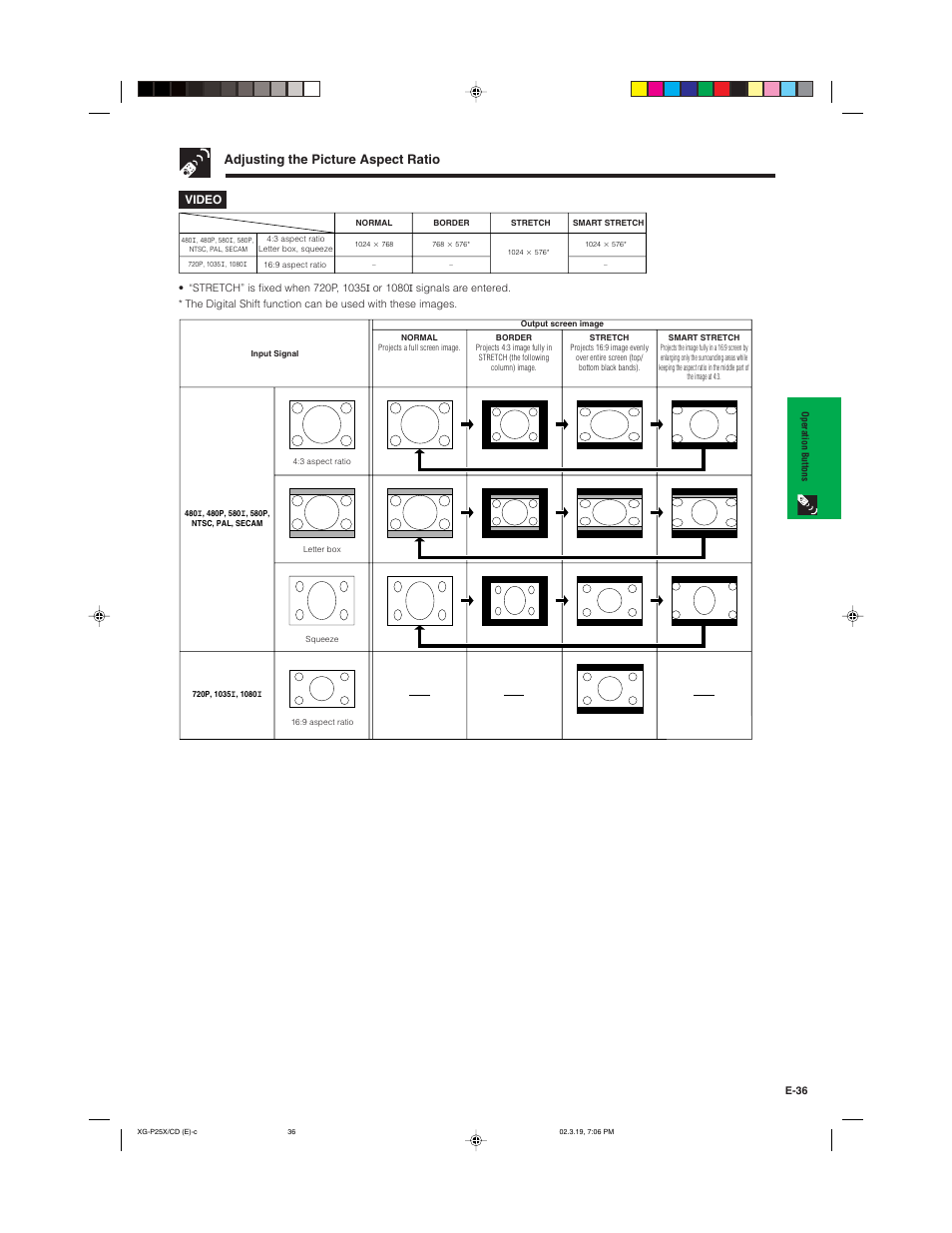 Adjusting the picture aspect ratio | Sharp XG-P25X User Manual | Page 39 / 80