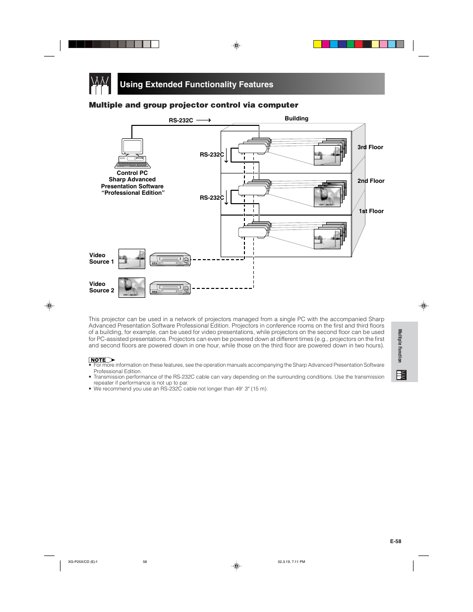 Multiple and group projector control via computer | Sharp XG-P25X User Manual | Page 61 / 80