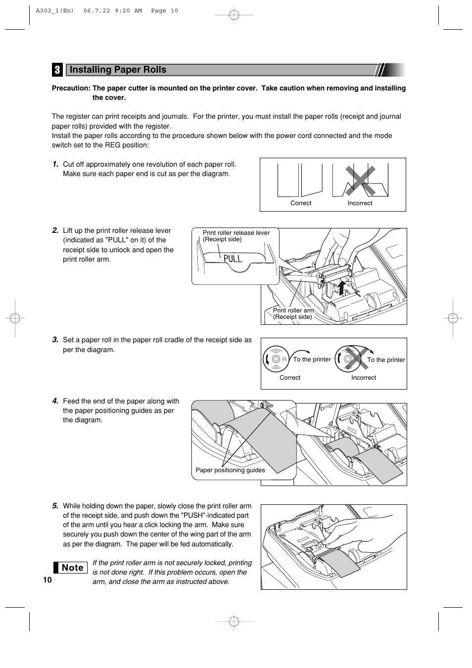 Installing paper rolls | Sharp XE-A303 User Manual | Page 12 / 104