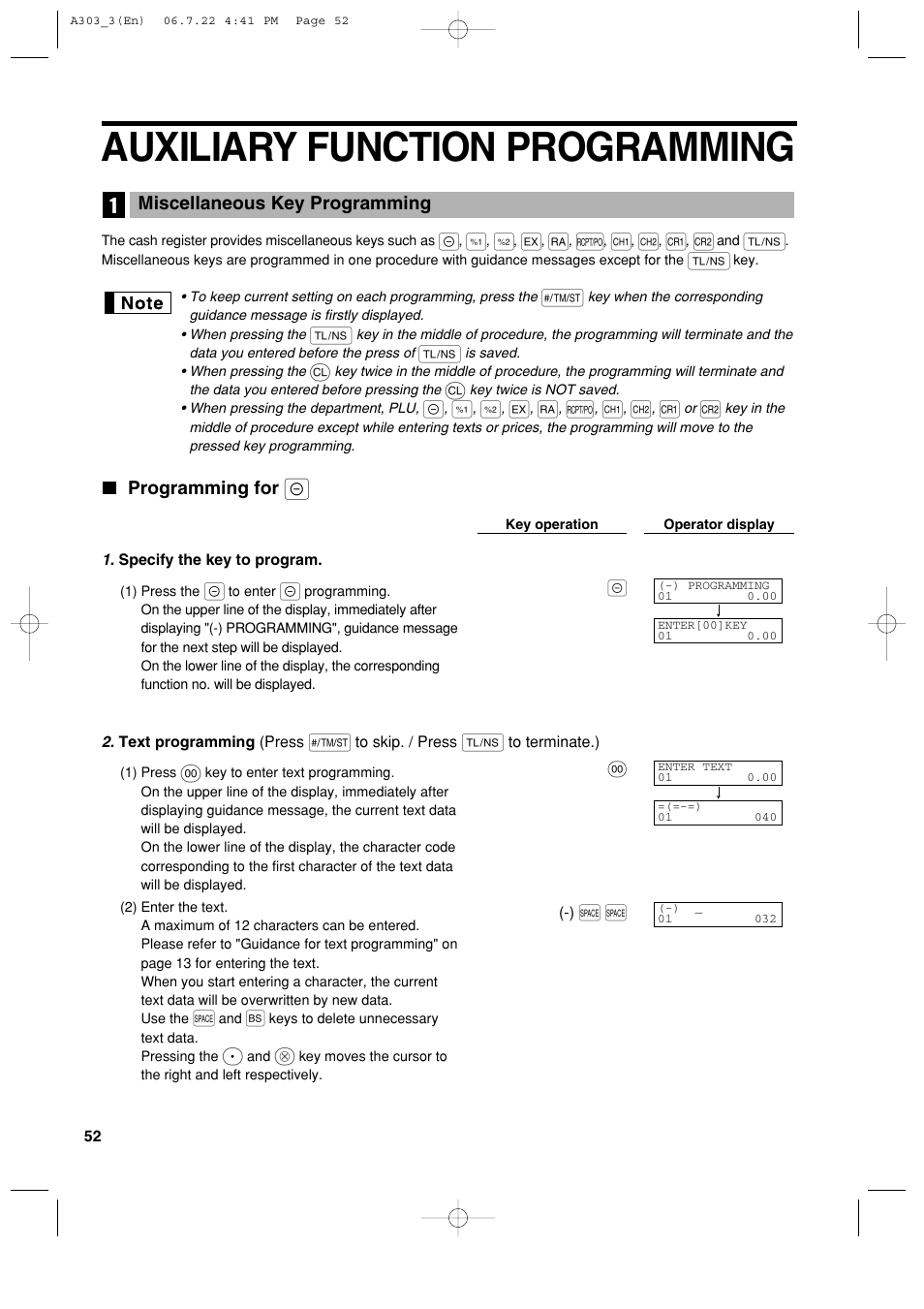 Auxiliary function programming | Sharp XE-A303 User Manual | Page 54 / 104