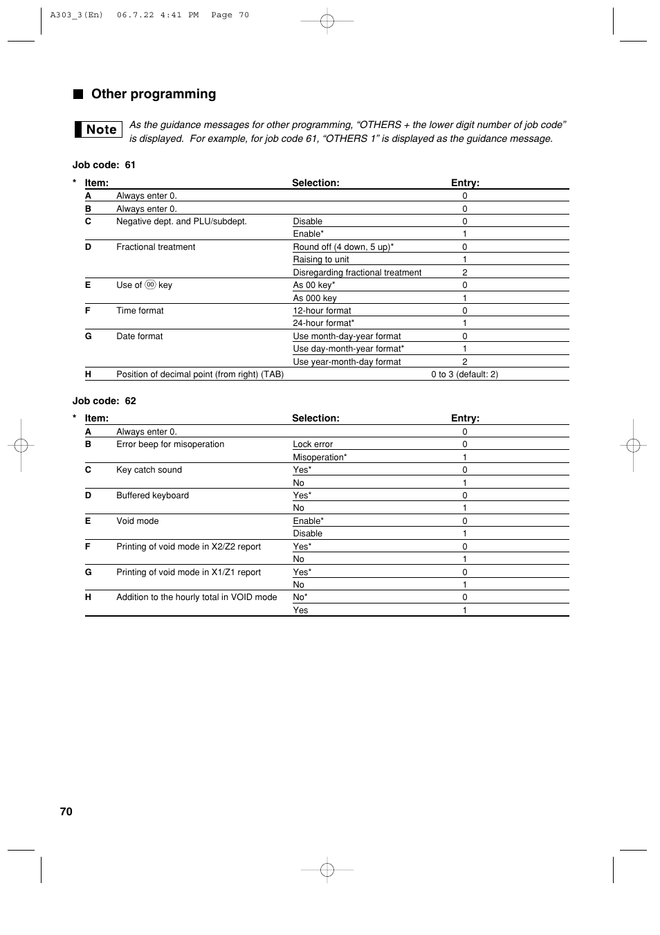 Other programming | Sharp XE-A303 User Manual | Page 72 / 104