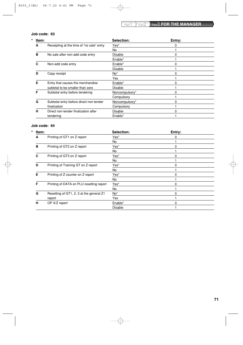 For the manager | Sharp XE-A303 User Manual | Page 73 / 104