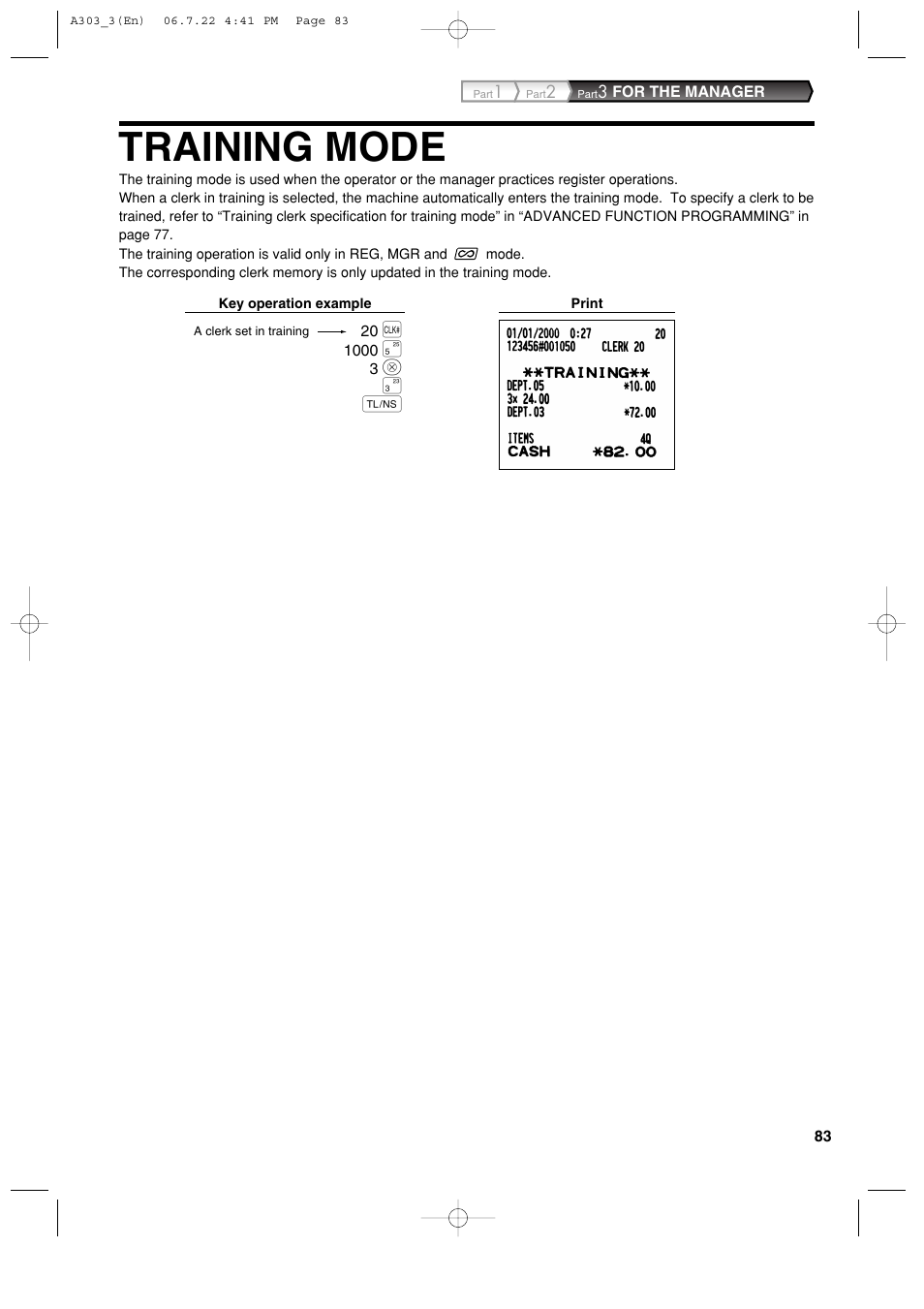 Training mode | Sharp XE-A303 User Manual | Page 85 / 104