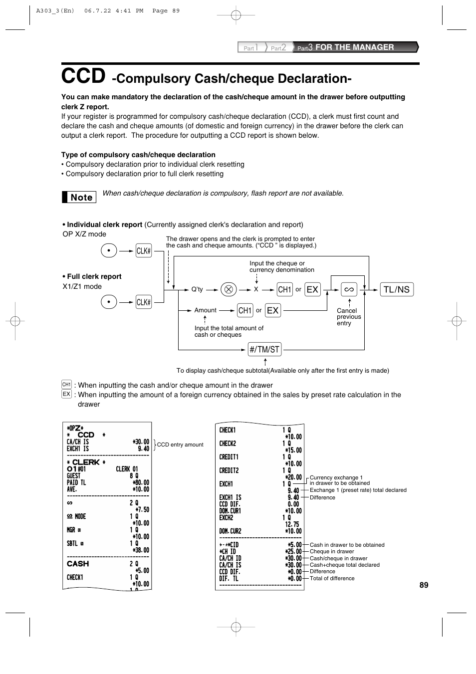 X v v a, Compulsory cash/cheque declaration | Sharp XE-A303 User Manual | Page 91 / 104