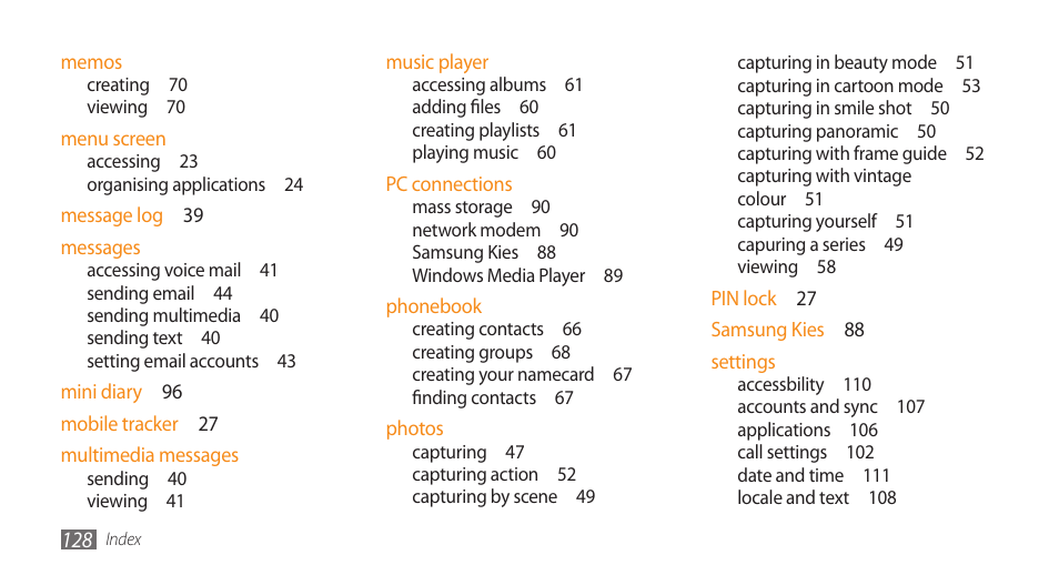 Samsung GALAXY S GT-I9000 User Manual | Page 128 / 132