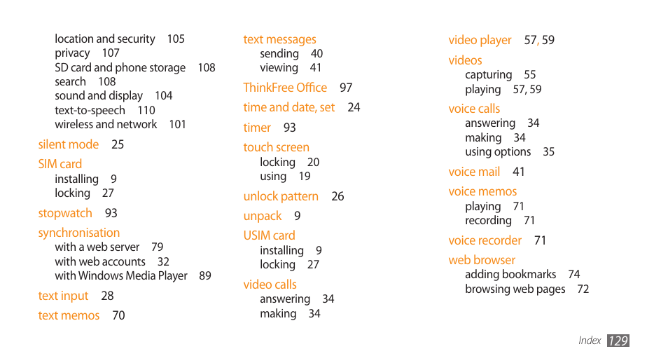 Samsung GALAXY S GT-I9000 User Manual | Page 129 / 132