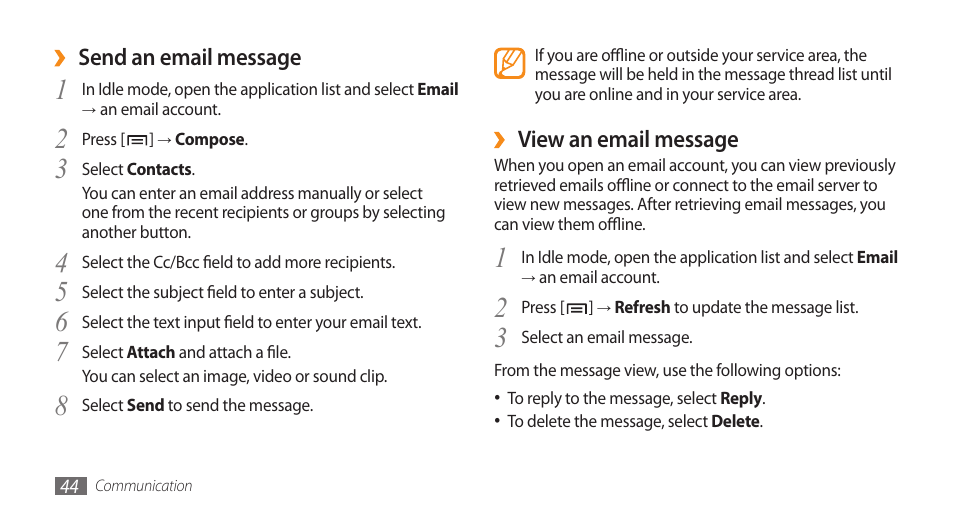 Samsung GALAXY S GT-I9000 User Manual | Page 44 / 132