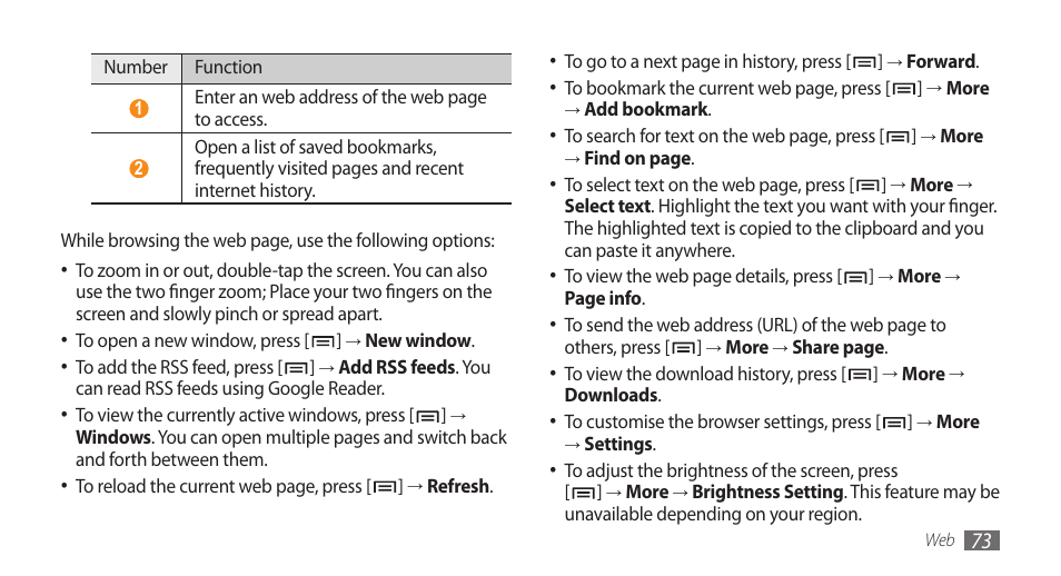 Samsung GALAXY S GT-I9000 User Manual | Page 73 / 132