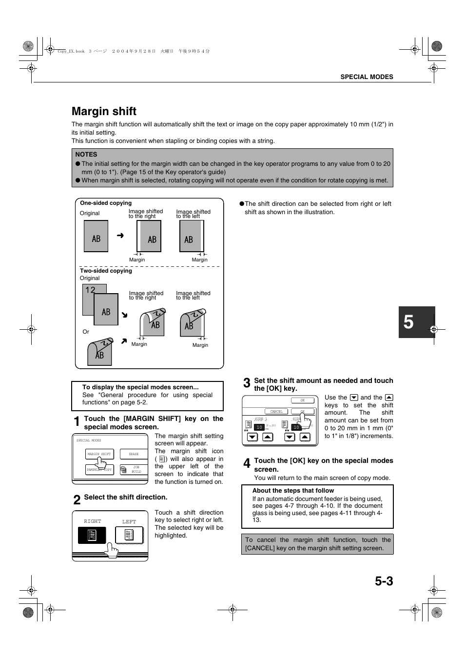 Margin shift | Sharp AR-M451N User Manual | Page 103 / 188