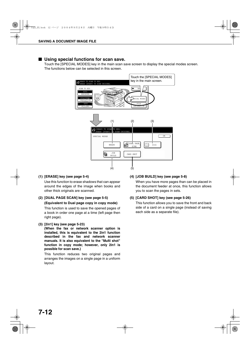 Using special functions for scan save, 12 and ch | Sharp AR-M451N User Manual | Page 160 / 188