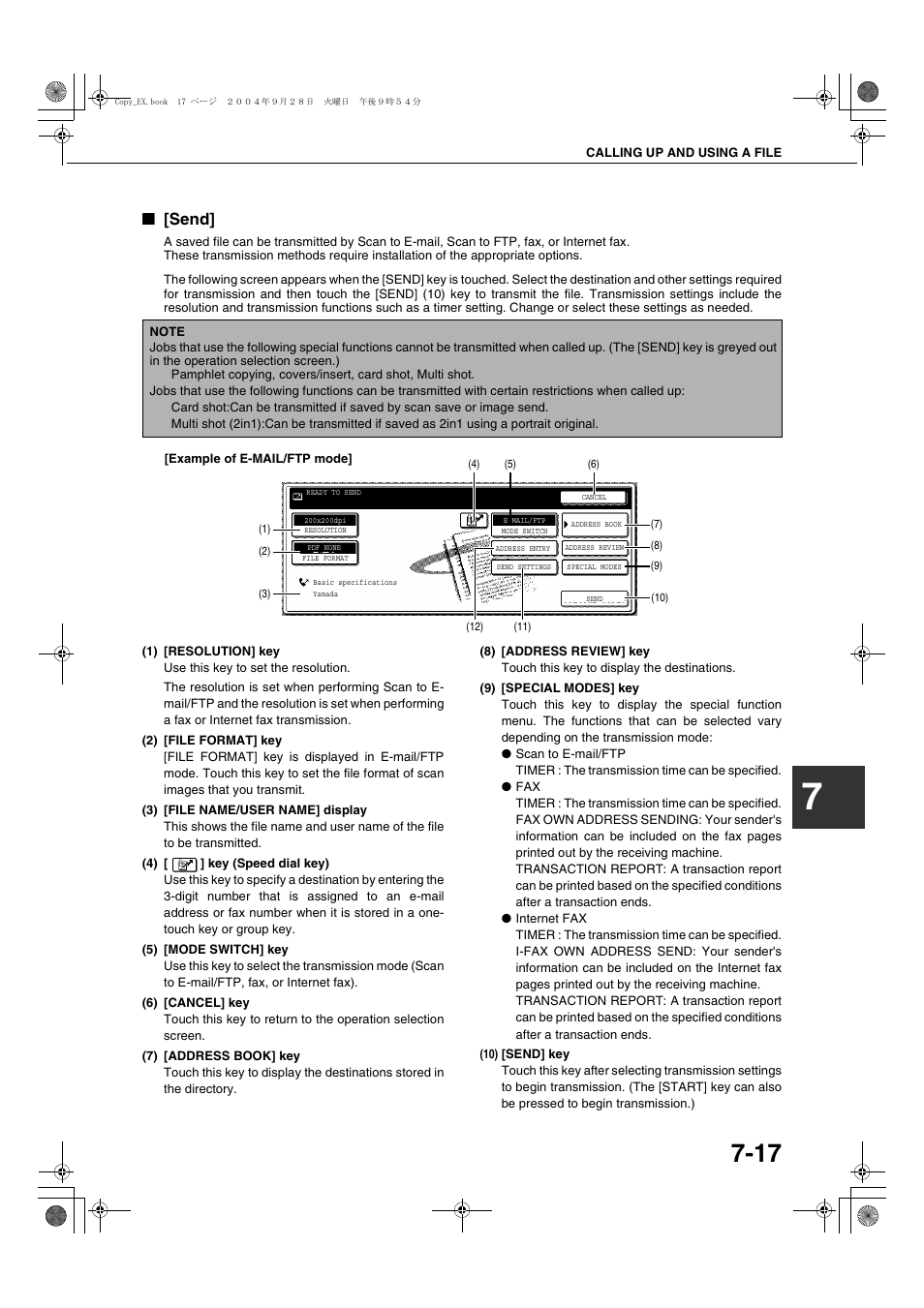 Send, E 7-17, Ge 7-17) | Sharp AR-M451N User Manual | Page 165 / 188