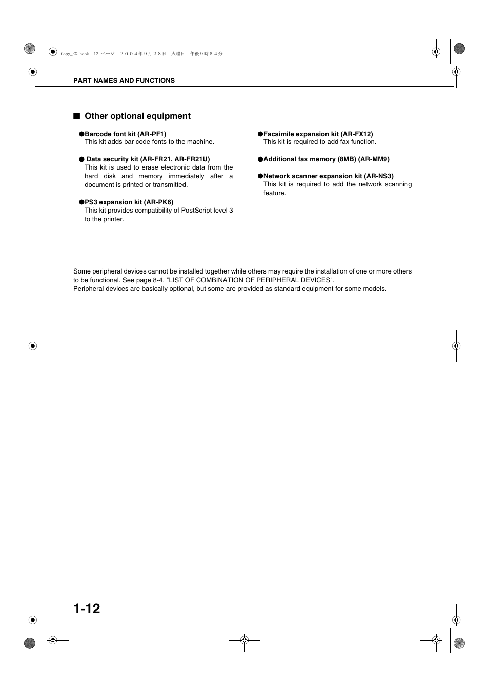 Other optional equipment | Sharp AR-M451N User Manual | Page 22 / 188